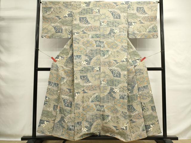 平和屋着物■上質な小紋　舞花文　暈し染め　金彩　正絹　逸品　DABG6941cd