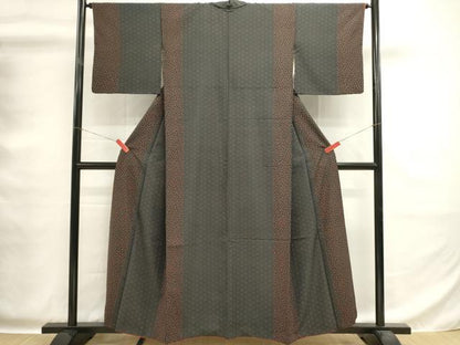 平和屋着物■上質な小紋　麻の葉間道　正絹　逸品　DABG6954cd