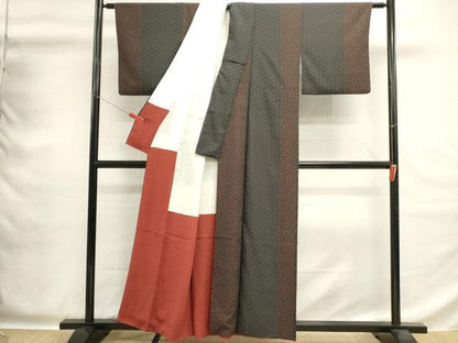 平和屋着物■上質な小紋　麻の葉間道　正絹　逸品　DABG6954cd