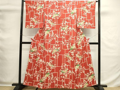 平和屋着物■上質な小紋　扇面花文　金彩　正絹　逸品　DABG6956cd