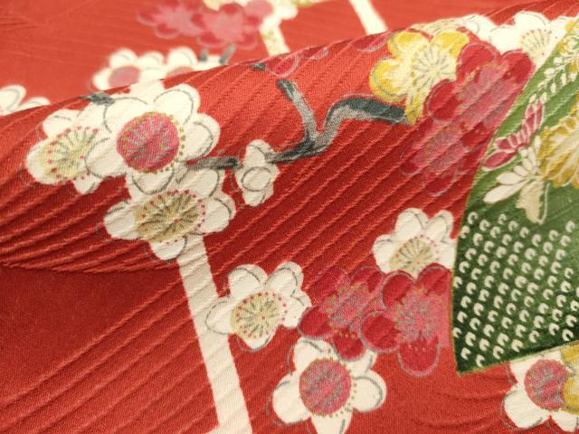 平和屋着物■上質な小紋　扇面花文　金彩　正絹　逸品　DABG6956cd