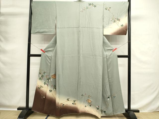 平和屋着物■訪問着　刺繍　向かい鳥花文　暈し染め　金彩　正絹　逸品　DABG6958cd