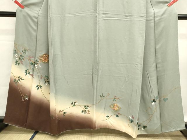 平和屋着物■訪問着　刺繍　向かい鳥花文　暈し染め　金彩　正絹　逸品　DABG6958cd