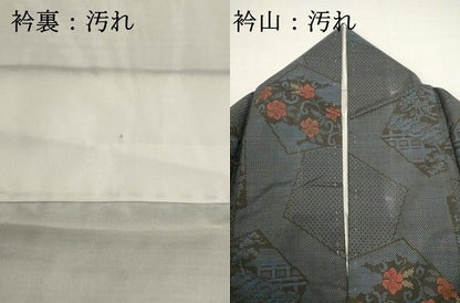 平和屋着物■本場大島紬　7マルキ　幾何学花文　正絹　逸品　DABG6960cd