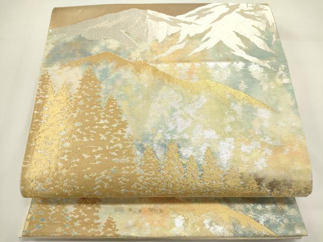 平和屋着物◎六通柄袋帯　風景文　金銀糸　引箔　正絹　逸品　DABG6975cd