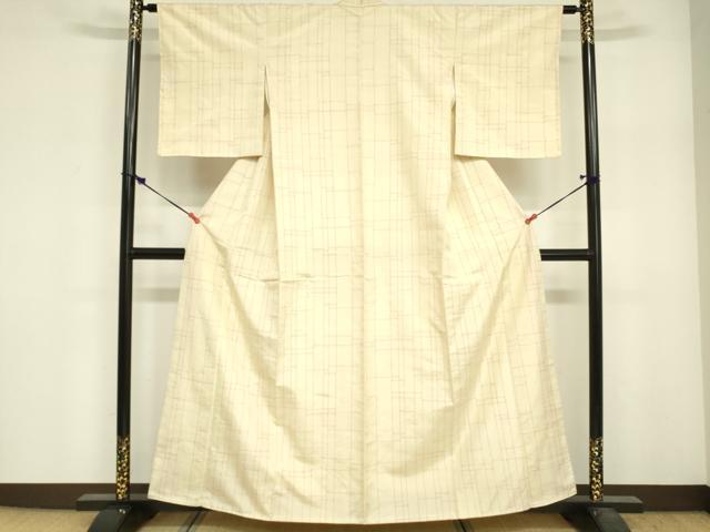 平和屋着物■上質な紬　幾何学文　正絹　逸品　DABG7007zy