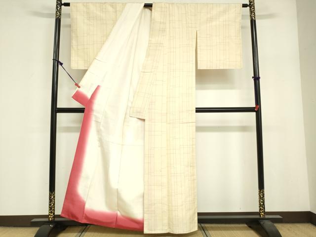 平和屋着物■上質な紬　幾何学文　正絹　逸品　DABG7007zy