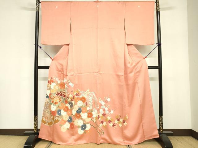 平和屋着物■豪華色留袖　駒刺繍　花車文　金彩　正絹　逸品　DABG7010zy