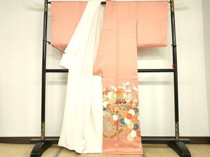 平和屋着物■豪華色留袖　駒刺繍　花車文　金彩　正絹　逸品　DABG7010zy