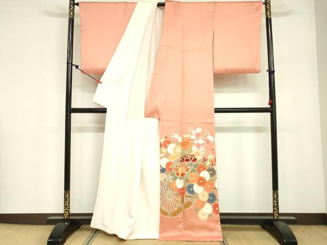 平和屋着物■豪華色留袖　駒刺繍　花車文　金彩　正絹　逸品　DABG7010zy