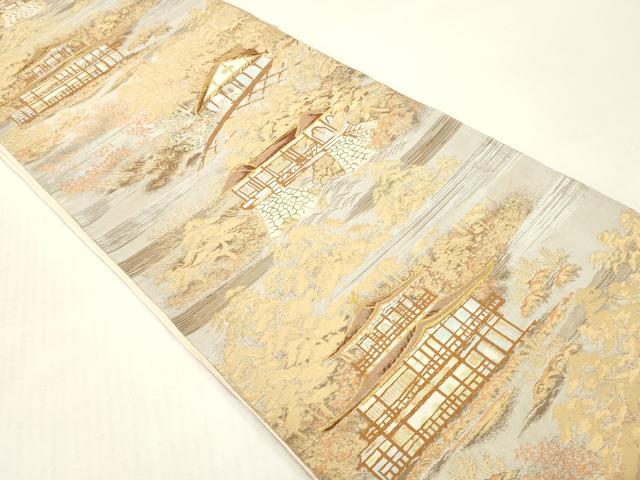 平和屋着物◎西陣　服部織物謹製　六通柄袋帯　唐織　松風　金銀糸　正絹　逸品　DABG7019zy