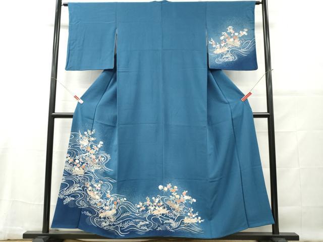 平和屋着物■訪問着　刺繍　流水花筏文　金彩　正絹　逸品　DABG7040zy