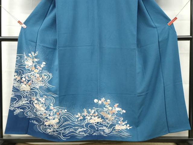平和屋着物■訪問着　刺繍　流水花筏文　金彩　正絹　逸品　DABG7040zy