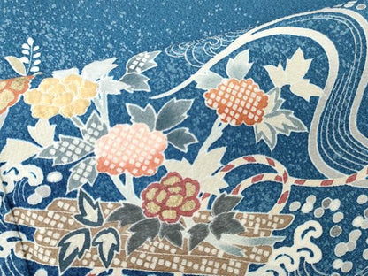 平和屋着物■訪問着　刺繍　流水花筏文　金彩　正絹　逸品　DABG7040zy