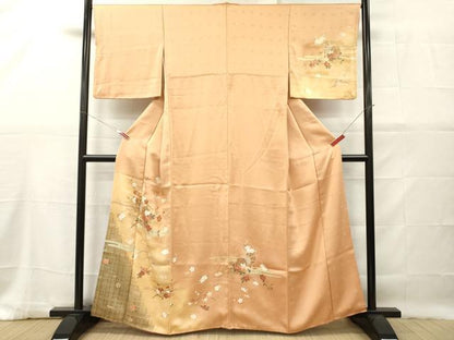 平和屋着物■訪問着　駒刺繍　花鼓文　枝花文　暈し染め　金彩　正絹　逸品　DABG7042zy