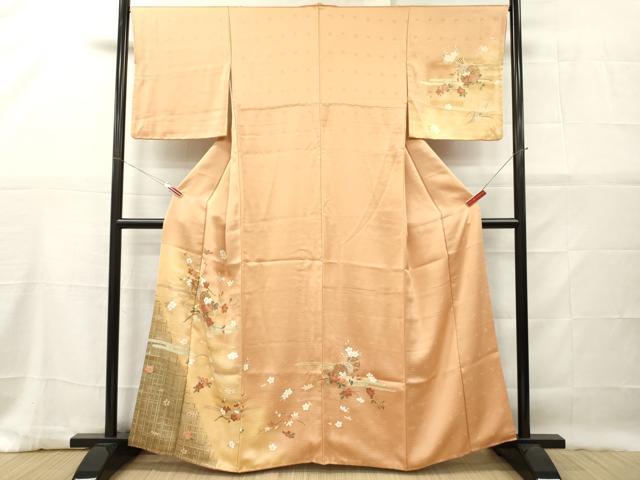 平和屋着物■訪問着　駒刺繍　花鼓文　枝花文　暈し染め　金彩　正絹　逸品　DABG7042zy