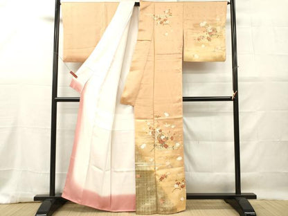 平和屋着物■訪問着　駒刺繍　花鼓文　枝花文　暈し染め　金彩　正絹　逸品　DABG7042zy