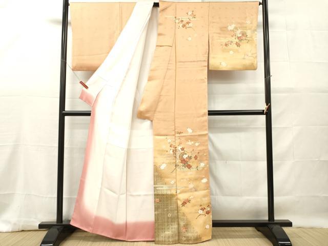 平和屋着物■訪問着　駒刺繍　花鼓文　枝花文　暈し染め　金彩　正絹　逸品　DABG7042zy