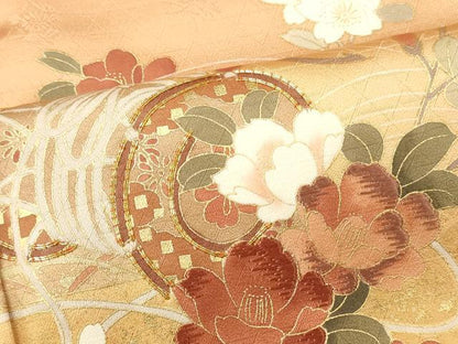 平和屋着物■訪問着　駒刺繍　花鼓文　枝花文　暈し染め　金彩　正絹　逸品　DABG7042zy