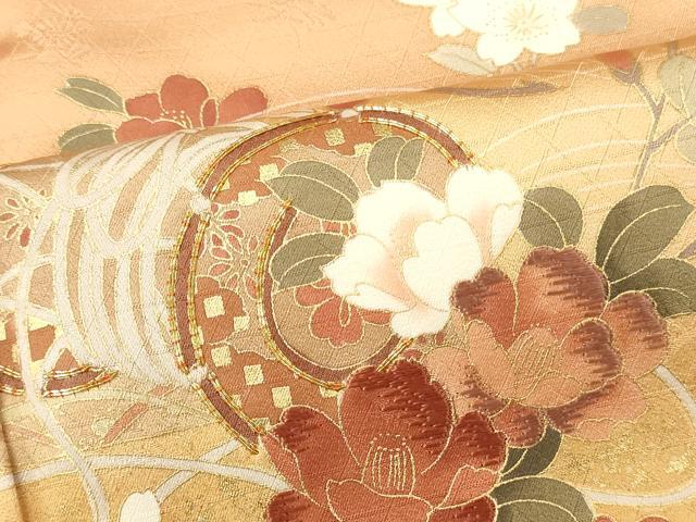 平和屋着物■訪問着　駒刺繍　花鼓文　枝花文　暈し染め　金彩　正絹　逸品　DABG7042zy