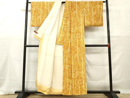 平和屋着物■上質な小紋　笹竹文　正絹　逸品　DABG7045zy