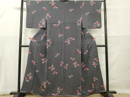 平和屋着物■上質な小紋　光琳椿　正絹　逸品　DABG7048zy