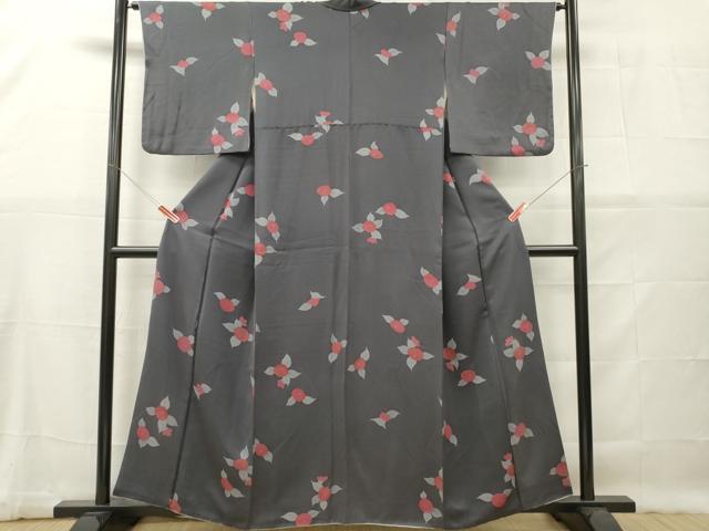 平和屋着物■上質な小紋　光琳椿　正絹　逸品　DABG7048zy