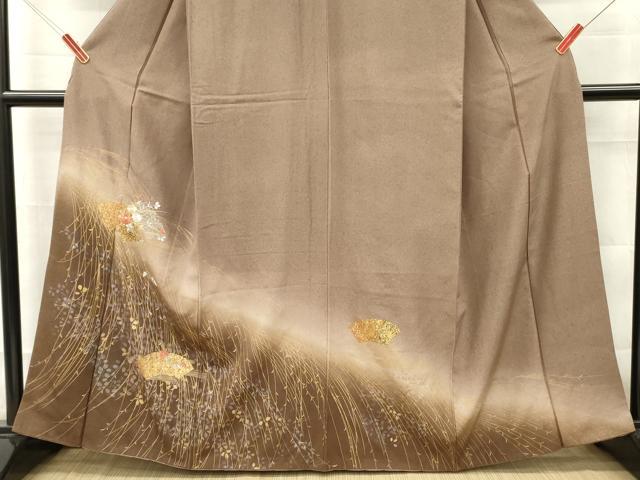 平和屋着物■訪問着　刺繍　地紙草花文　暈し染め　金銀彩　正絹　逸品　DABG7053zy
