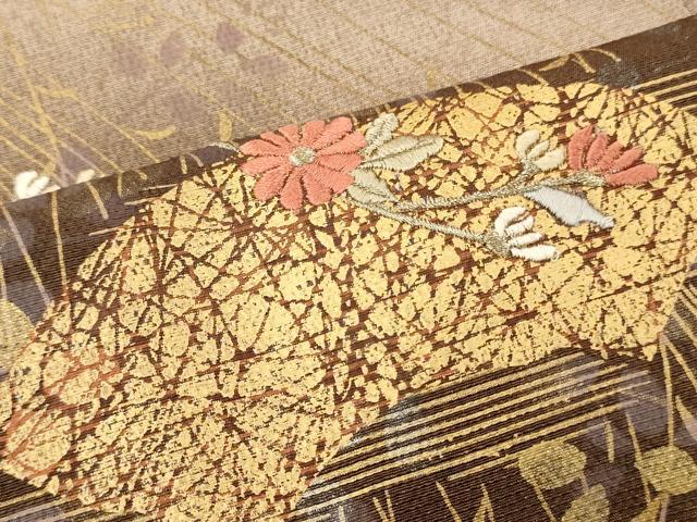 平和屋着物■訪問着　刺繍　地紙草花文　暈し染め　金銀彩　正絹　逸品　DABG7053zy