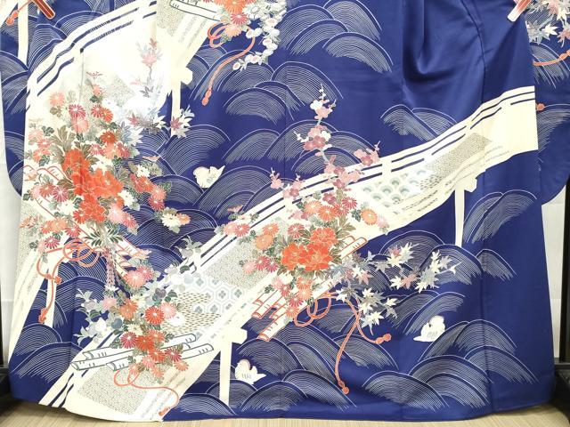 平和屋着物■豪華振袖　刺繍　渡橋花筏文　金彩　正絹　逸品　DABG7071zy