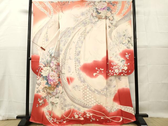 平和屋着物■豪華振袖　駒刺繍　飾花文　牡丹　暈し染め　正絹　逸品　DABG7075zy