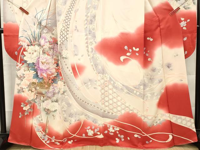 平和屋着物■豪華振袖　駒刺繍　飾花文　牡丹　暈し染め　正絹　逸品　DABG7075zy