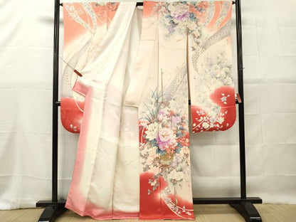 平和屋着物■豪華振袖　駒刺繍　飾花文　牡丹　暈し染め　正絹　逸品　DABG7075zy