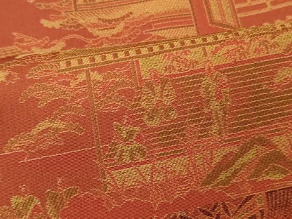 平和屋着物■上質なお召　風景草花文　正絹　逸品　DABG7077zy