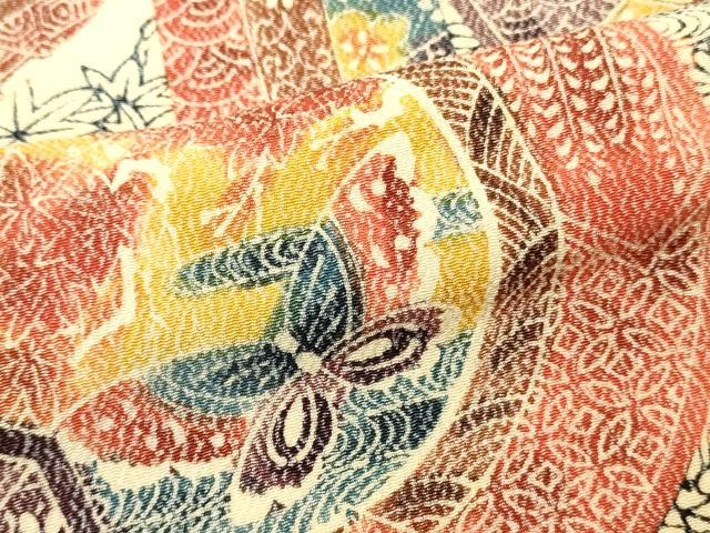 平和屋着物■上質な小紋　型染め　花蝶絵皿文　正絹　逸品　DABG7079zy