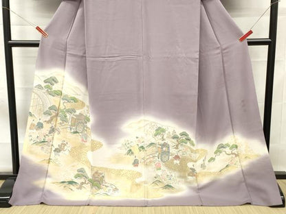 平和屋着物■豪華色留袖　寿光織　澪標図　暈し染め　金銀糸　ロング丈　正絹　逸品　DABG7089zy