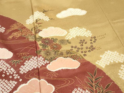 平和屋着物■訪問着　絞り　籬花松文　松竹梅　金彩　そごう扱い　正絹　逸品　DABG7096zy