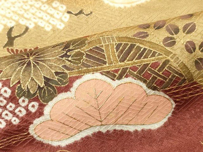 平和屋着物■訪問着　絞り　籬花松文　松竹梅　金彩　そごう扱い　正絹　逸品　DABG7096zy