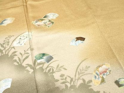 平和屋着物■訪問着　地紙草花松文　草花シルエット　暈し染め　金銀彩　正絹　逸品　DABG7099zy