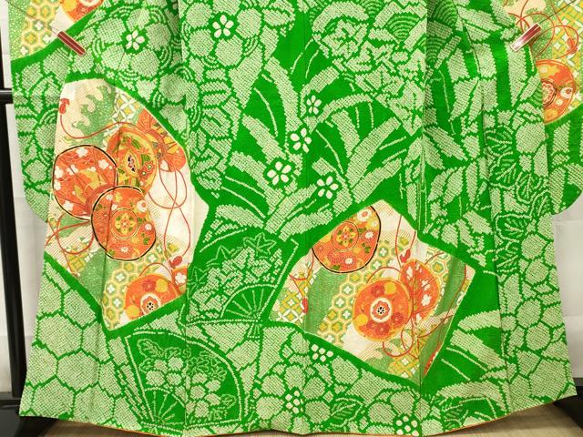 平和屋着物■豪華振袖　駒刺繍　絞り　吉祥花鼓文　金彩　正絹　逸品　DABG7107zy