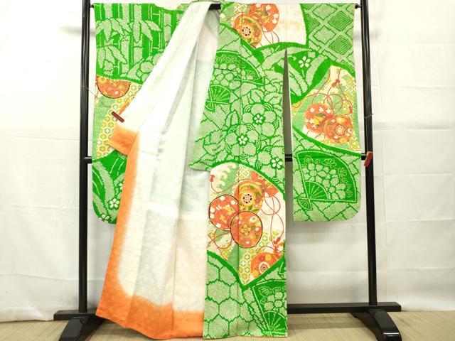平和屋着物■豪華振袖　駒刺繍　絞り　吉祥花鼓文　金彩　正絹　逸品　DABG7107zy