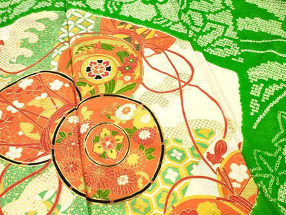 平和屋着物■豪華振袖　駒刺繍　絞り　吉祥花鼓文　金彩　正絹　逸品　DABG7107zy