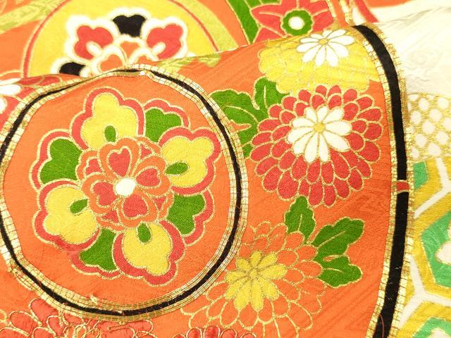 平和屋着物■豪華振袖　駒刺繍　絞り　吉祥花鼓文　金彩　正絹　逸品　DABG7107zy