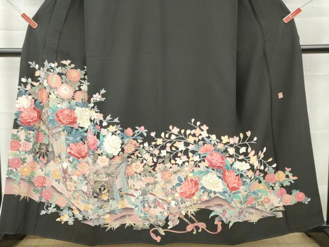 平和屋着物■豪華黒留袖　作家物　御所車花文　童子遊び　正絹　逸品　DABG7109zy