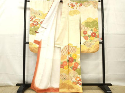 平和屋着物■豪華振袖　雲取り吉祥花文　暈し染め　金彩　正絹　逸品　DABG7118zy