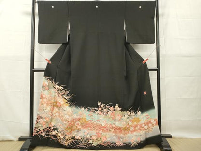 平和屋着物■豪華黒留袖　作家物　花筏文　暈し染め　金彩　三越扱い　正絹　逸品　DABG7120zy
