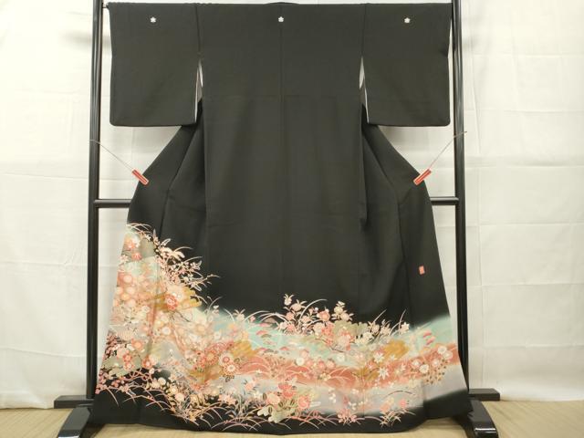 平和屋着物■豪華黒留袖　作家物　花筏文　暈し染め　金彩　三越扱い　正絹　逸品　DABG7120zy