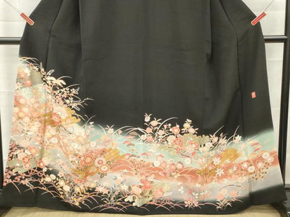 平和屋着物■豪華黒留袖　作家物　花筏文　暈し染め　金彩　三越扱い　正絹　逸品　DABG7120zy