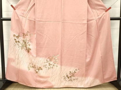 平和屋着物■訪問着　手描き　刺繍　草花文　暈し染め　金彩　正絹　逸品　DABG7123zy