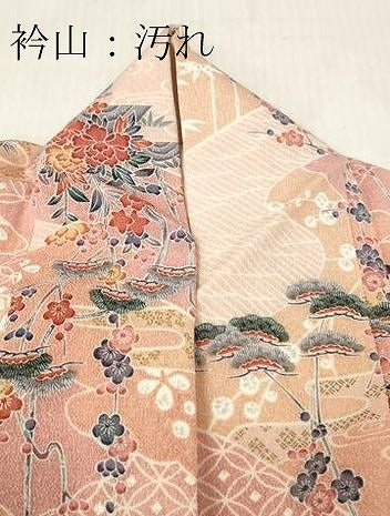 平和屋着物■上質な小紋　草花文　松竹梅　金彩　鬼しぼ縮緬　正絹　逸品　DABG7130zy
